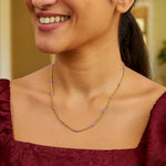 Sterling Silver Gold Plated Purple Enamel Beaded Necklace