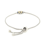 Sterling Silver Adjustable Two Toned Enameled Evil Eye Friendship Bracelet