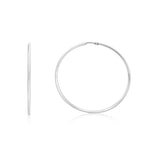 Rhodium Plated Endless Hoop Earrings in Sterling Silver