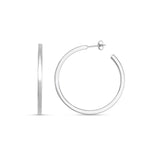 Sterling Silver Round Tube C Hoop Earrings