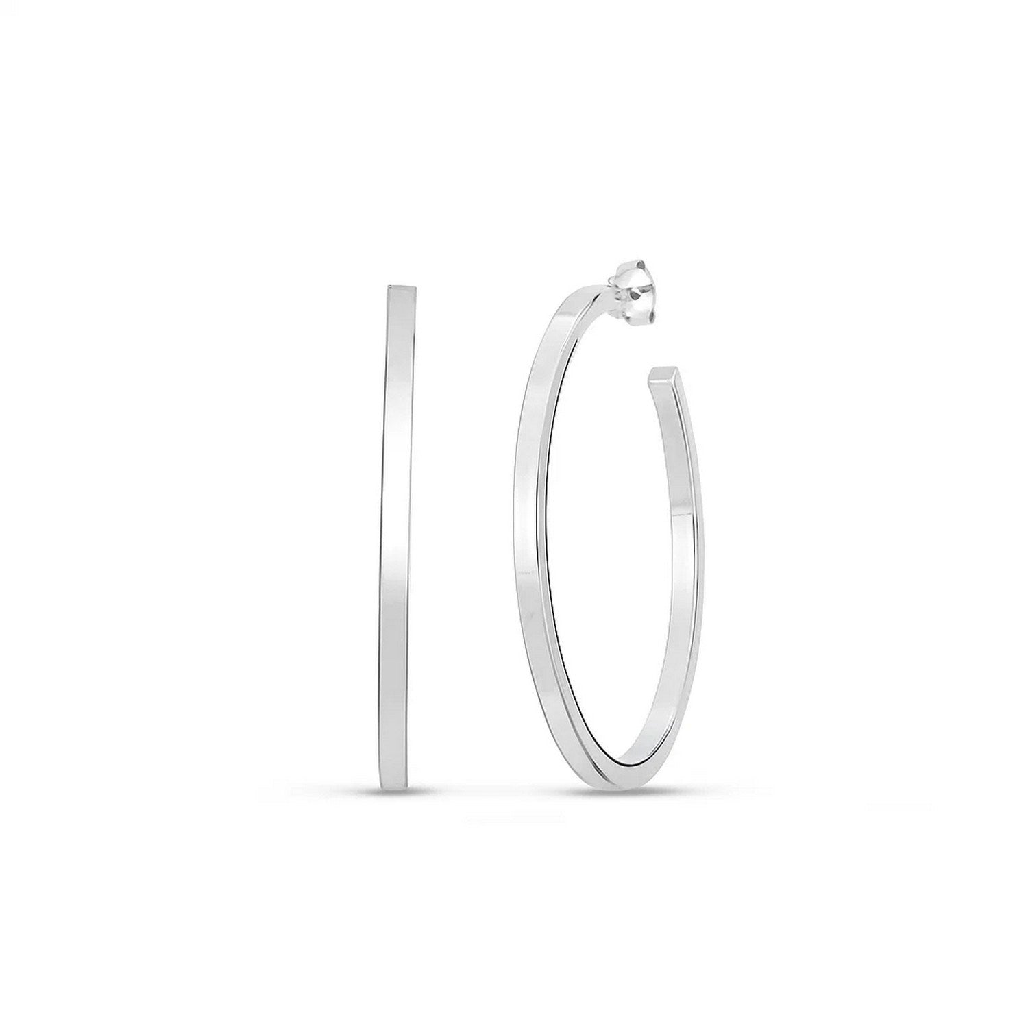 Sterling Silver Round Tube C Hoop Earrings