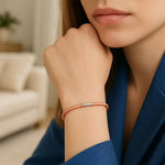 Sterling Silver Rose Gold Plated Basketweave Stretch Bangle