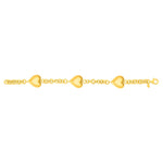 Sterling Silver Yellow Gold Plated Extra Puffed Triple Heart Bracelet