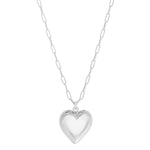 Sterling Silver Rhodium Plated Puffed Heart Pendant