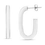 Sterling Silver Thick Oval Link C Hoop Earrings