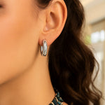 Sterling Silver Round Hoop Earrings (15 mm)