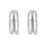 Sterling Silver Puffed Double Row Hoop Earrings