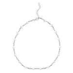 Sterling Silver Rhodium Plated Freshwater Pearl Bead Necklace