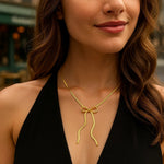 Sterling Silver Gold Plated Snake Bow Necklace