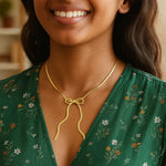 Sterling Silver Gold Plated Snake Bow Necklace