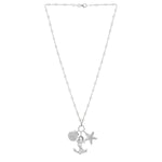 Sterling Silver Rhodium Plated Sea Life Charm Necklace