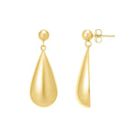 Sterling Silver Yellow Gold Plated Puffed Teardrop Dangle Earrings