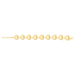Sterling Silver Yellow Gold Plated Puffed Hearts Bracelet