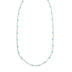 Sterling Silver Rhodium Plated Blue Enamel Hearts Necklace