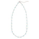 Sterling Silver Rhodium Plated Blue Enamel Hearts Necklace