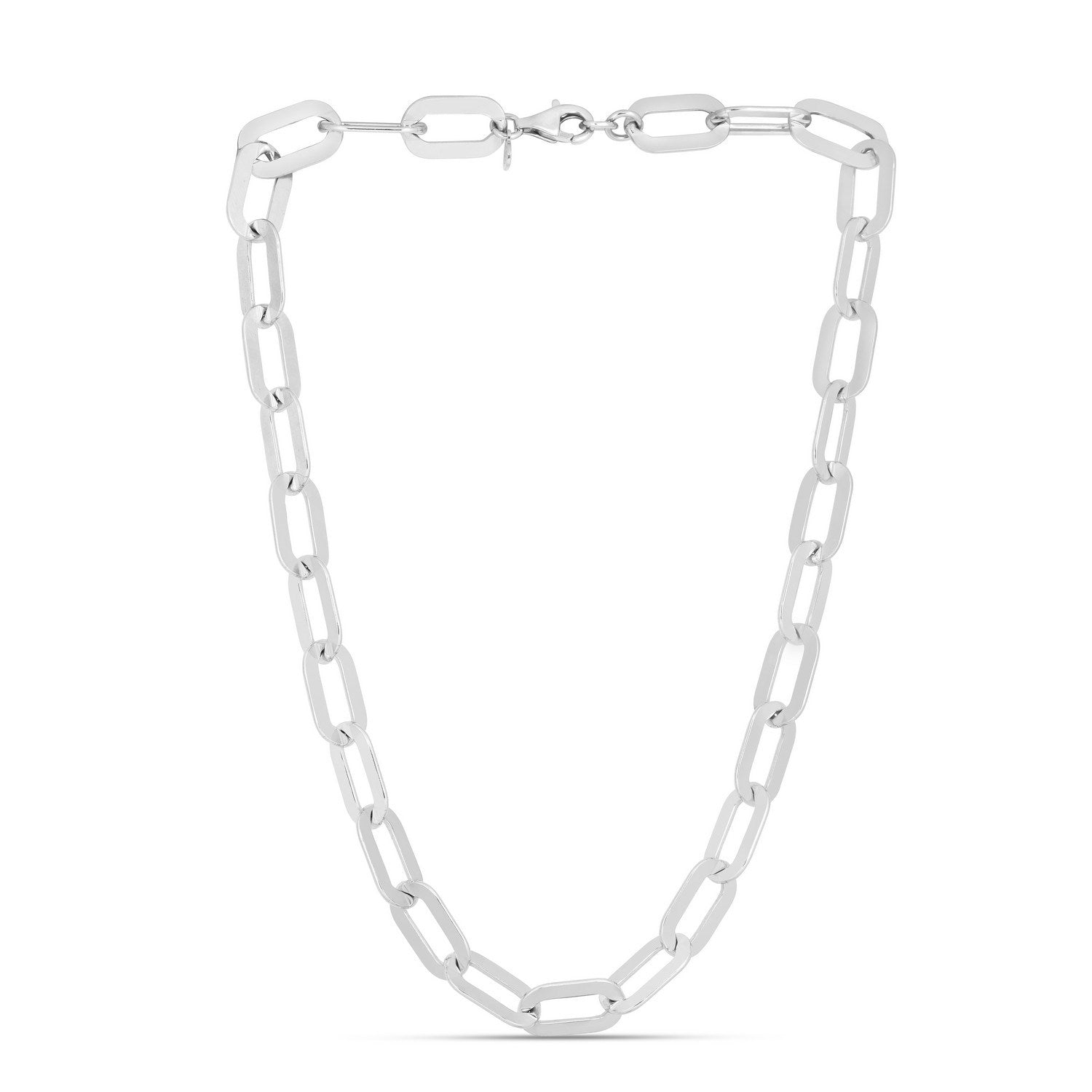 Sterling Silver Rhodium Plated Italian Link Paperclip Bracelet (10.30 mm)