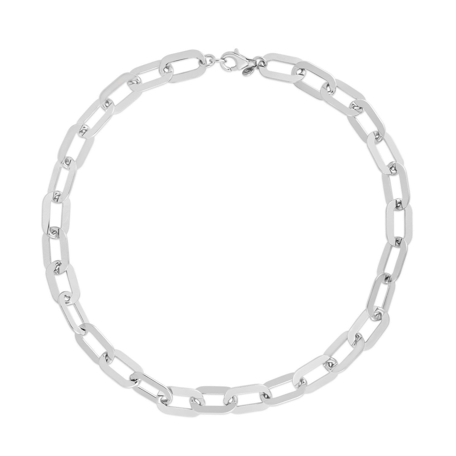 Sterling Silver Rhodium Plated Italian Link Paperclip Bracelet (10.30 mm)