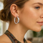 Sterling Silver Round Hoop Earrings with Polished Finish