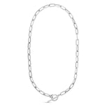 Sterling Silver Rhodium Plated Paperclip Toggle Necklace