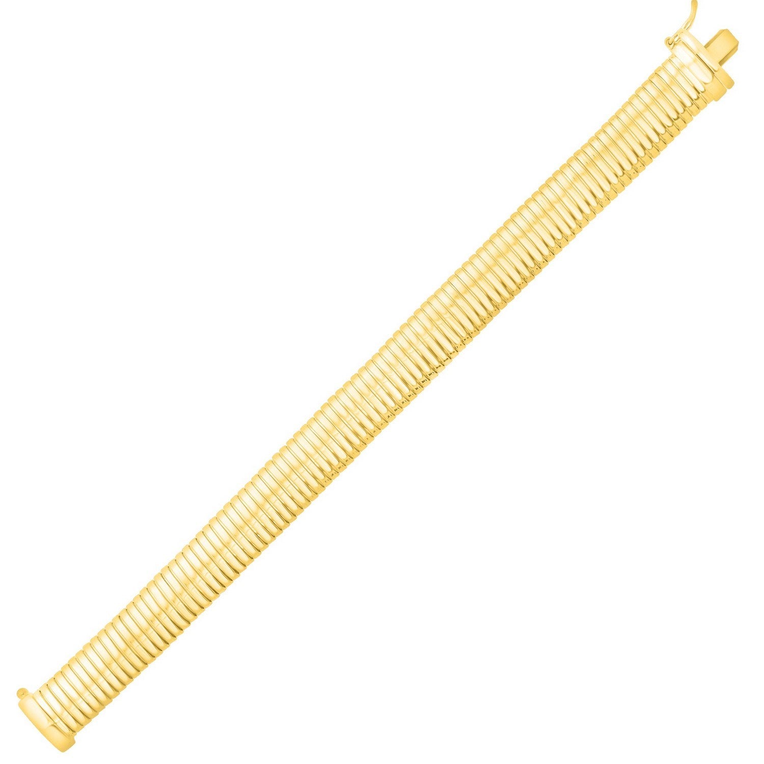 Sterling Silver Yellow Gold Plated Standard Thick Tubogas Bracelet (12.00 mm)
