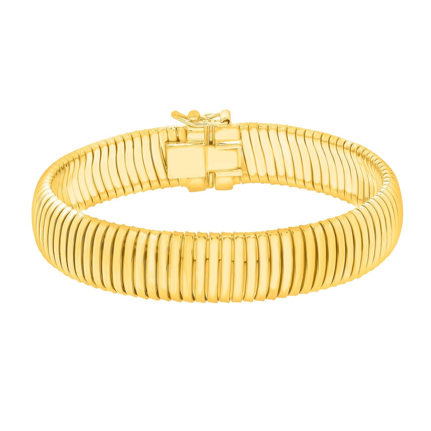 Sterling Silver Yellow Gold Plated Standard Thick Tubogas Bracelet (12.00 mm)