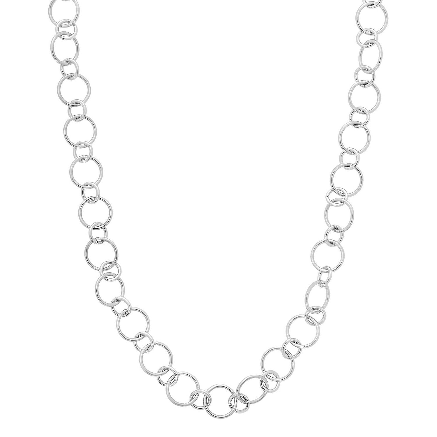 Sterling Silver Rhodium Plated Link Necklace