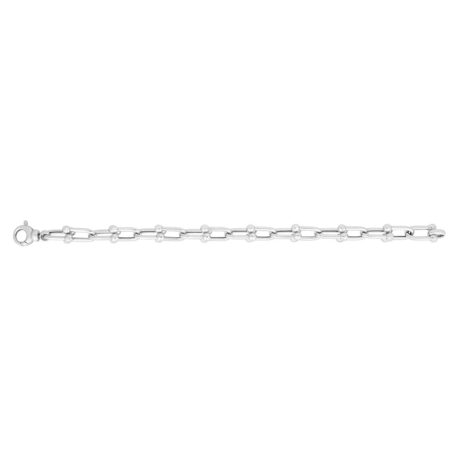 Sterling Silver Rhodium Plated Jax Link Bead Bracelet (9.20 mm)