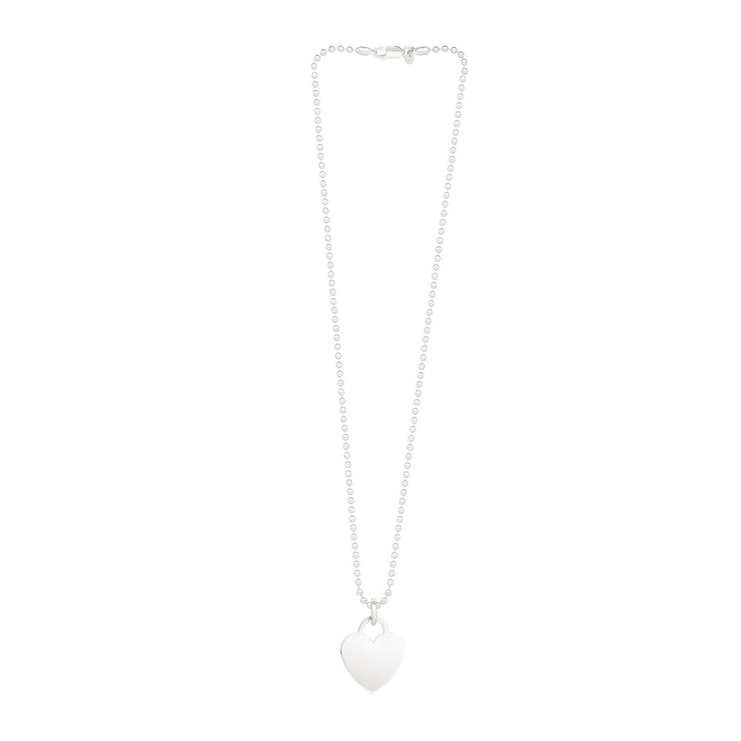 Sterling Silver Rhodium Plated Heart Charm Necklace
