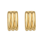 Sterling Silver Yellow Gold Plated Triple Row C Hoop Earrings