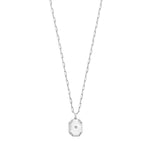Sterling Silver Rhodium Plated Cubic Zirconia Octagonal Star Locket Necklace
