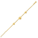 Sterling Silver Yellow Gold Plated Hearts Station Bracelet