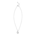 Sterling Silver Rhodium Plated Puffed Raindrop CZ Necklace