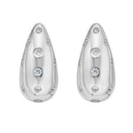 Sterling Silver Puffed Raindrop with Cubic Zirconia Stones Earrings