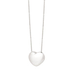 Sterling Silver Rhodium Plated Puffy Heart Necklace