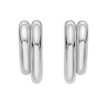 Sterling Silver Double Row Big and Small Round Hoop Earrings