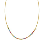 Sterling Silver Gold Plated Rainbow CZ Necklace