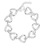 Sterling Silver Rhodium Plated Puffed Hearts Bracelet