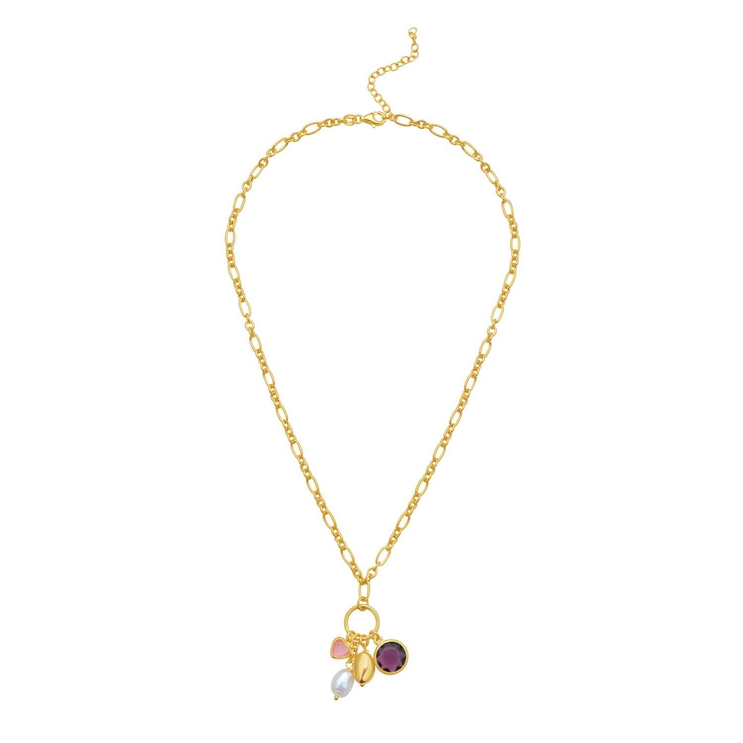 Sterling Silver Rhodium Plated Cubic Zirconia Charm Necklace