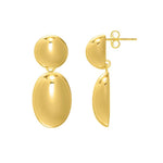 Sterling Silver Rhodium Plated Puffed Oval Double Button Drop Earrings
