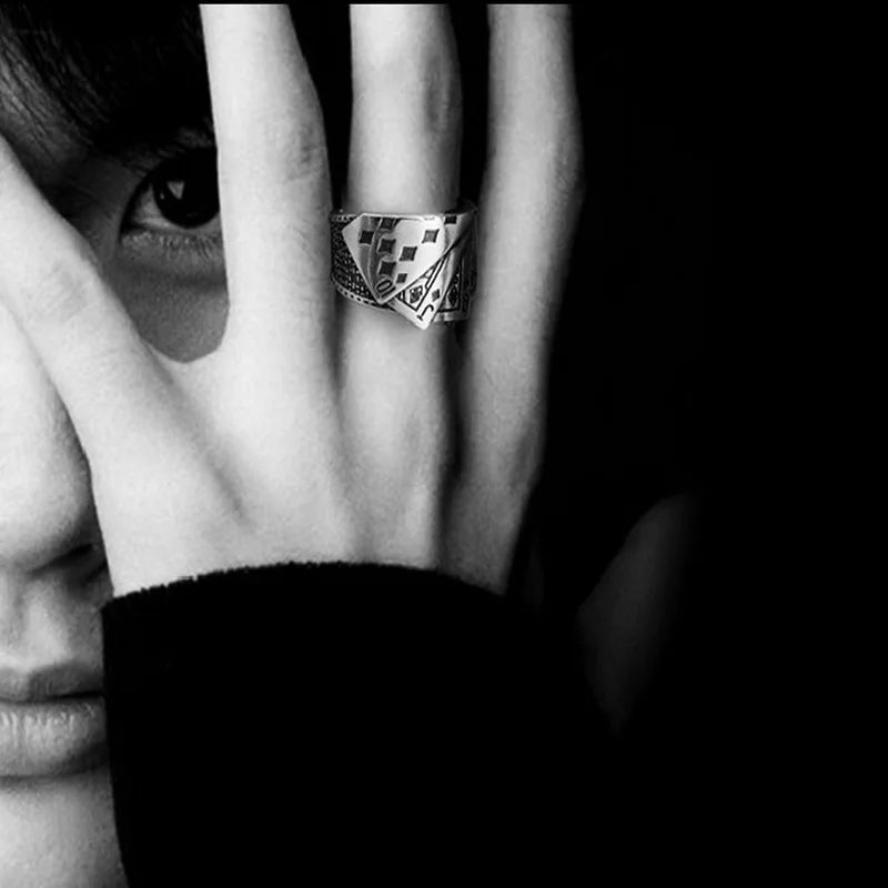 Punk Poker Rings for Women Men Funny Goth Hip Hop Fashion Couple Gift Jewelry