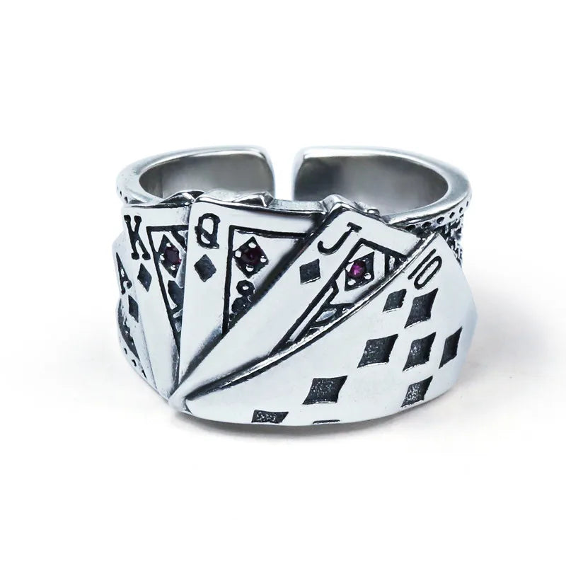 Punk Poker Rings for Women Men Funny Goth Hip Hop Fashion Couple Gift Jewelry