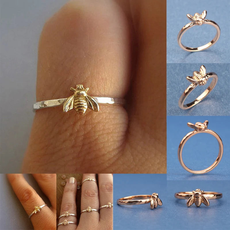 Trendy Jewelry Thin Rings For Women Lovely Little Bee Cute Statement Ring Party Girl's Gift