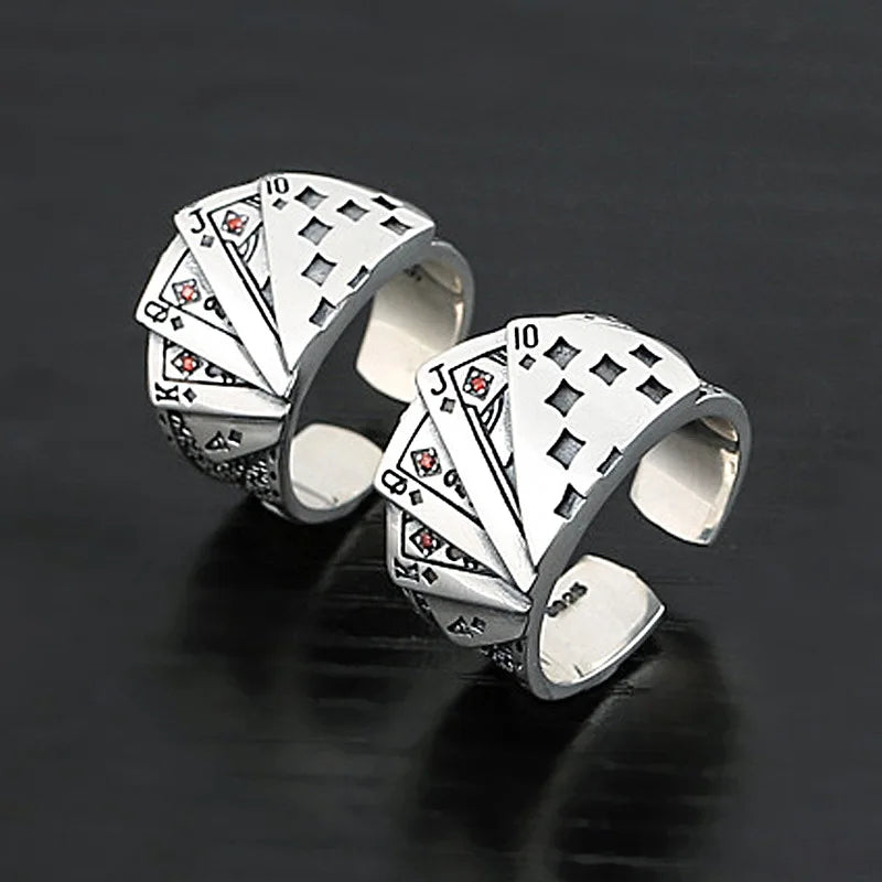 Punk Poker Rings for Women Men Funny Goth Hip Hop Fashion Couple Gift Jewelry