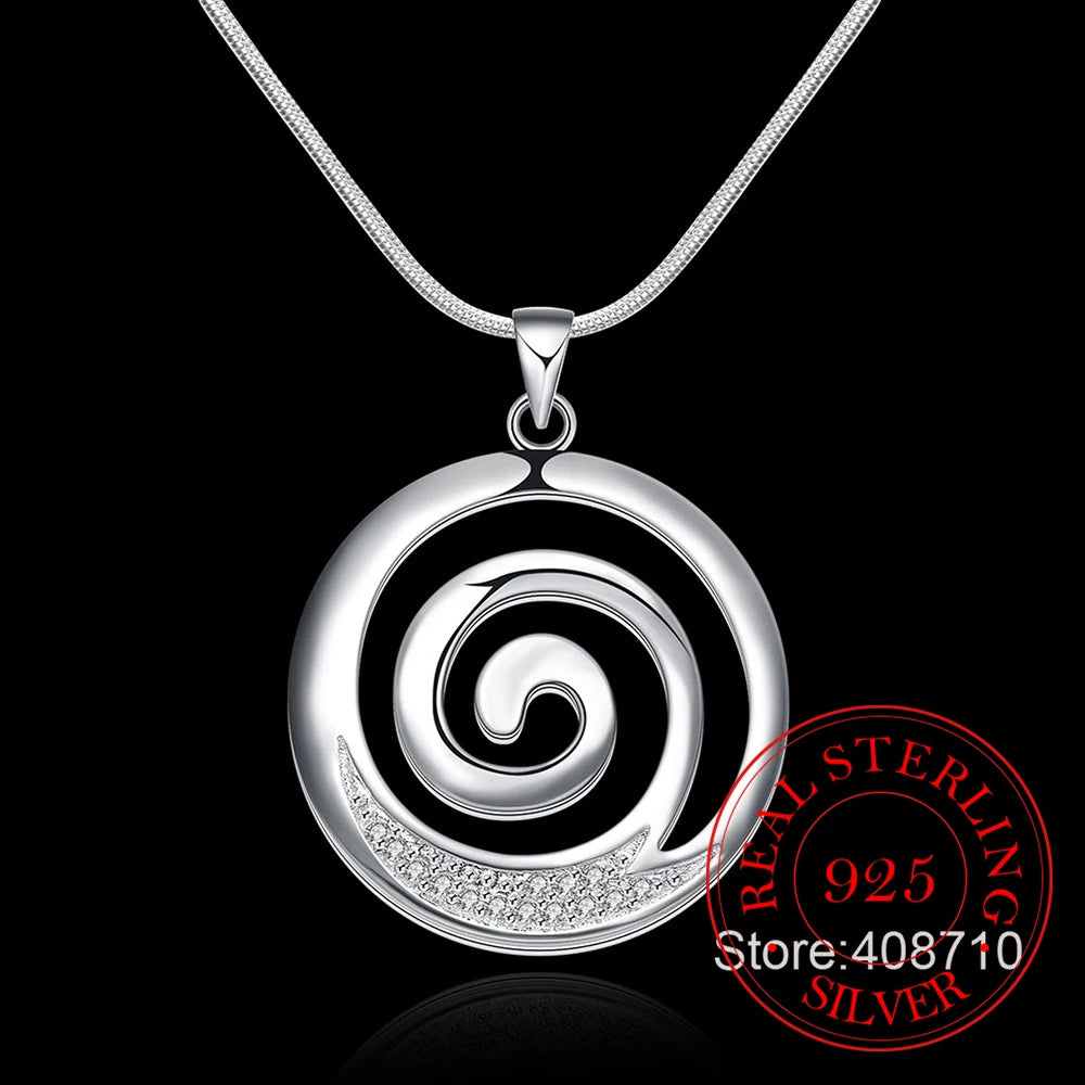 Simple Necklaces for Women Statement 925 Sterling Silver Surrounding Circle Zircon Pendants Necklace Wedding Bridal Jewelry