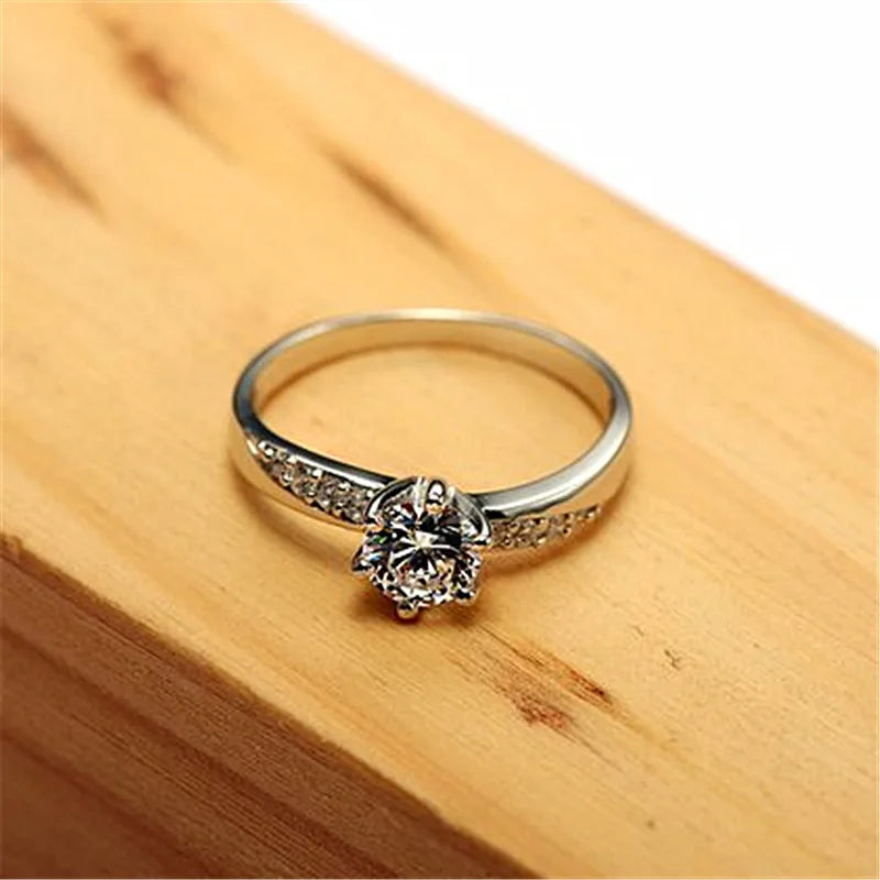 Fashion Rings For Women White Zircon Cubic Elegant Rings Female Wedding Jewerly Crystal Ring 6/7/8/9/10 Size