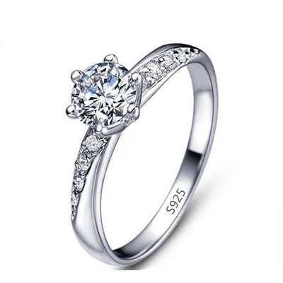 Fashion Rings For Women White Zircon Cubic Elegant Rings Female Wedding Jewerly Crystal Ring 6/7/8/9/10 Size