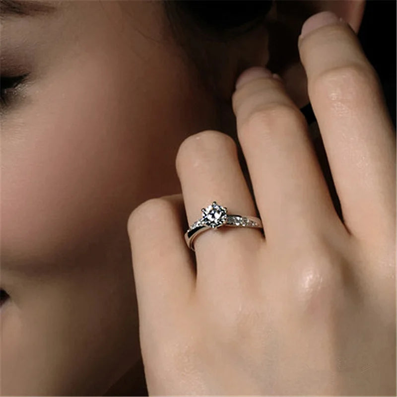 Fashion Rings For Women White Zircon Cubic Elegant Rings Female Wedding Jewerly Crystal Ring 6/7/8/9/10 Size