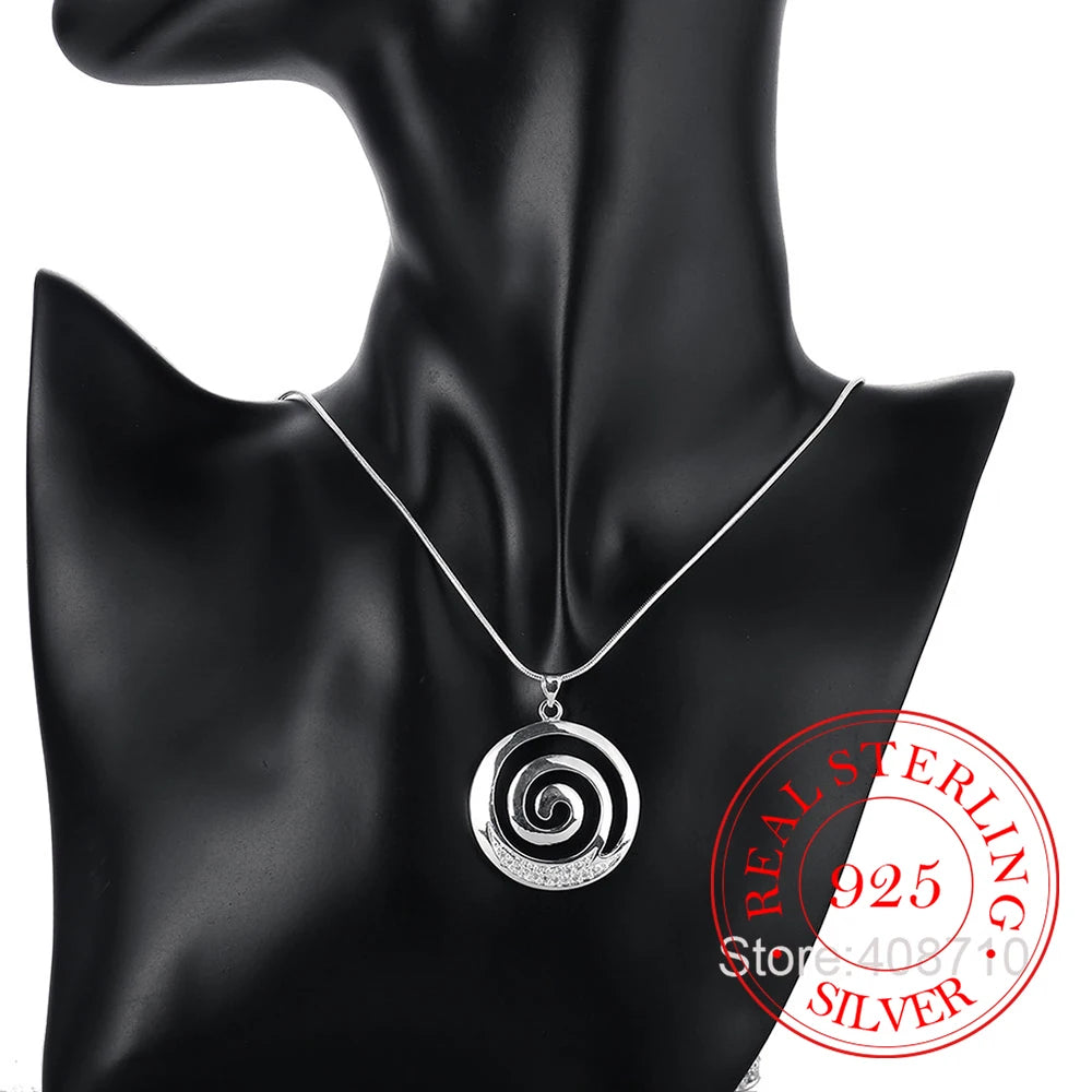 Simple Necklaces for Women Statement 925 Sterling Silver Surrounding Circle Zircon Pendants Necklace Wedding Bridal Jewelry