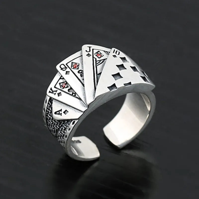 Punk Poker Rings for Women Men Funny Goth Hip Hop Fashion Couple Gift Jewelry