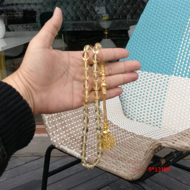 Ramadan gift misbaha Real insect Tasbih Golden Kazaz Tassel 33 prayer beads Rosary Man's Islamic Turkish Resin fashion Bracelets